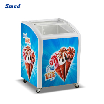 Smad Commercial Curved Glass Door Ice Cream Display Chest Freezer